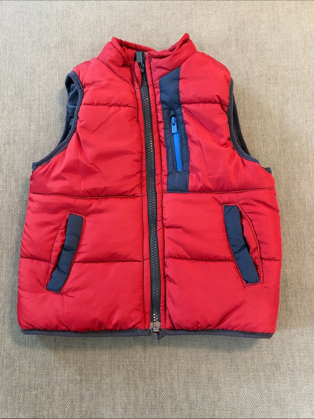Reebok Red Puffer Vest with Navy Trim - Kids